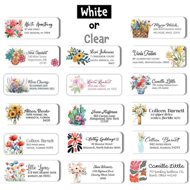 Flower Labels Bouquets Return Address Label Stickers Customized