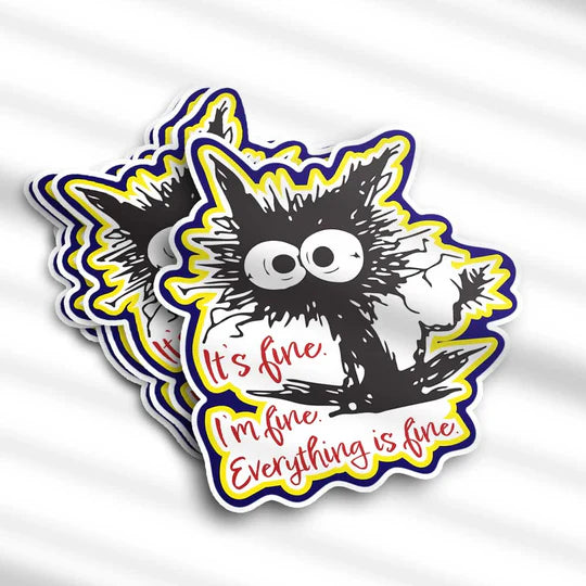 Electrified Cat "I'm Fine" Sticker Vinyl Decal Funny