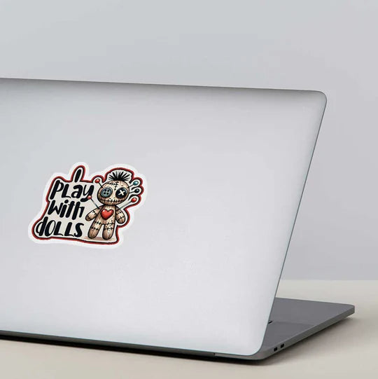 Voodoo Doll Halloween Vinyl Decal, Weatherproof for Laptop, Car, Water Bottle Locker