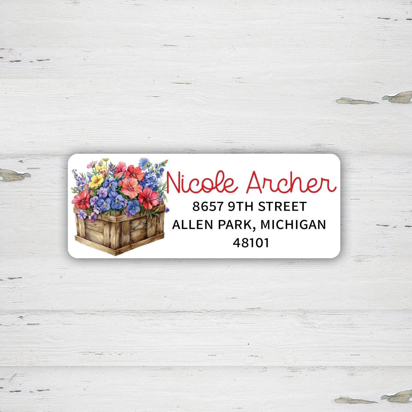 crate of flowers return address labels