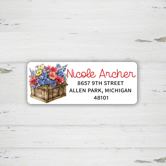 Basket of Blooms Return Address labels